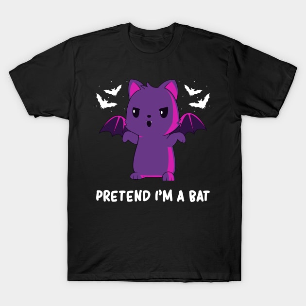 Kawaii Halloween Cat Sarcasm Spooky Cute Bat Humor T-Shirt by Graphic Monster